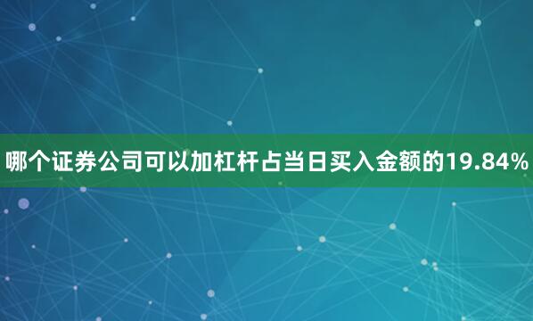 哪个证券公司可以加杠杆占当日买入金额的19.84%