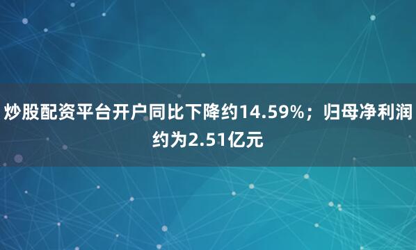 炒股配资平台开户同比下降约14.59%；归母净利润约为2.51亿元